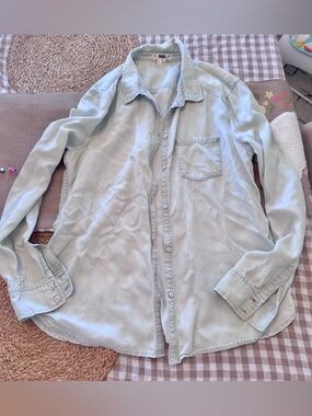PAIGE Pale Blue Denim Tencel/Lyocell Button-Up Shirt